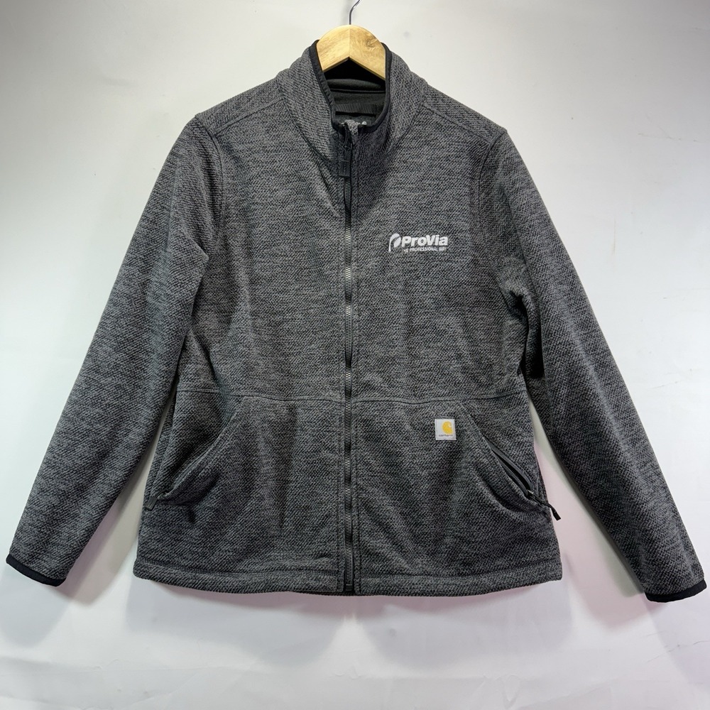 Carhartt Relaxed Fit Full Zip Sweater Fleece Womens Medium 8-10 Gray
